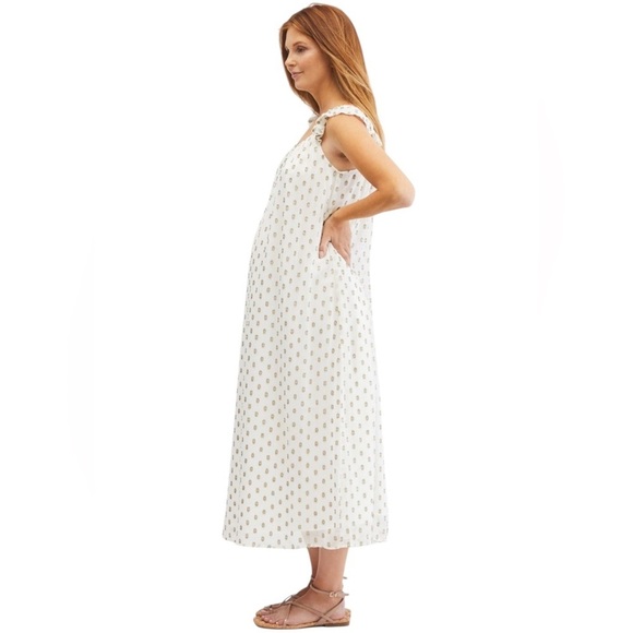 NWT Jessica Simpson Ruffle Strap Midi Maternity Dress - Picture 2 of 7